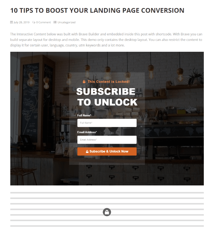 email signup boost with content locking